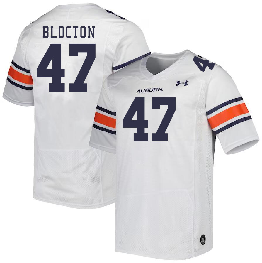 Men #47 Malik Blocton Auburn Tigers College Football Jerseys Stitched-White